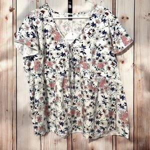 SHEIN SIZE 3XL FLOWER PRINT LOOSE FLOATY BLOUSE TOP NEW